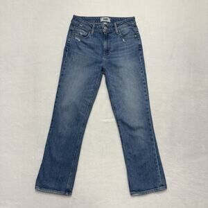 Paige Colette Crop Flare Jeans Blue Mid Rise Stretch Denim Size 25